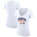 Women's G-III 4Her by Carl Banks White Edmonton Oilers Filigree Logo V-Neck Fitted T-Shirt