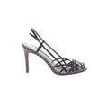 Nine West Heels: Slingback Stiletto Cocktail Purple Solid Shoes - Women's Size 8 1/2 - Peep Toe
