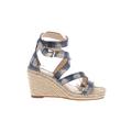 Vince Camuto Wedges: Blue Print Shoes - Women's Size 6 1/2 - Open Toe