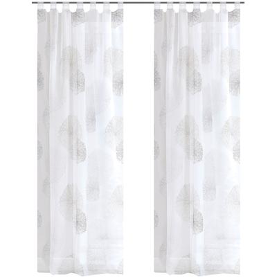 Vorhang HOME WOHNIDEEN "RAWLINS" Gr. 1, grau, B:140cm H:145cm, Voile, Polyester, Gardinen, 2er Pack Schlaufenschal RAWLINS bedruckt Image