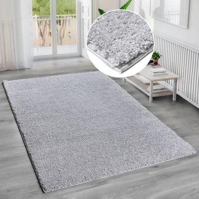Hochflor-Teppich BRUNO BANANI "Shaggy Soft" Gr. 1, grau (hellgrau), B:60cm H:30mm L:90cm, Kunstfaser, Teppiche, gewebt, Uni Farben, besonders weich und kuschelig, Kundenliebling Image