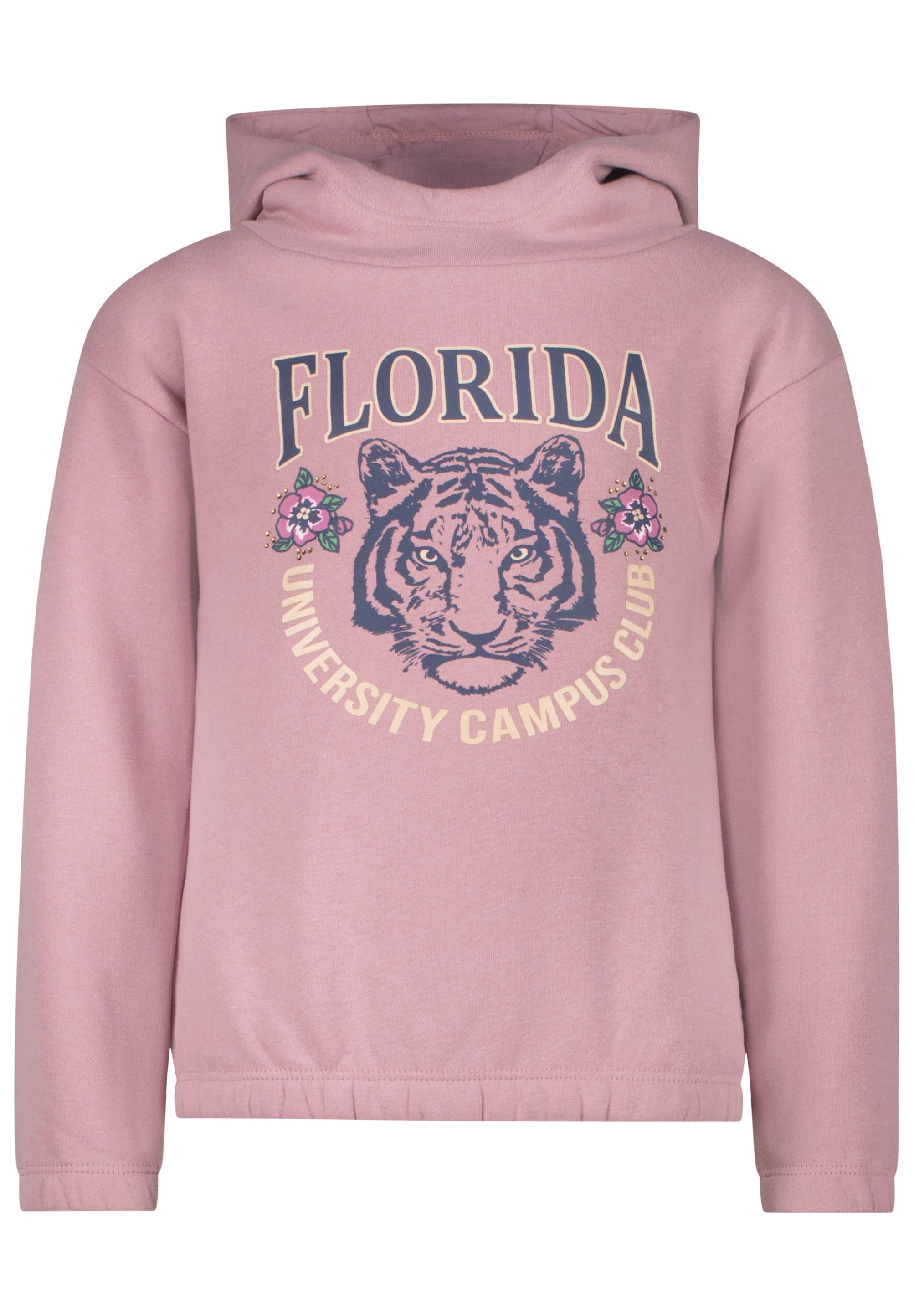 Kapuzensweatshirt SALT AND PEPPER "Campus Club", Mädchen, Gr. 116, rosa, 70% Baumwolle, 30% Polyester, bedruckt, unifarben, normal, ohne Ausschnitt, Sweatshirts, mit coolem Frontprint Image