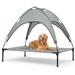 Tucker Murphy Pet™ 32" Elevated Dog Bed w/ Canopy, Outdoor Dog Cot w/ Removable Canopy Shade Tent, Raised Pet Cot in Gray | Wayfair