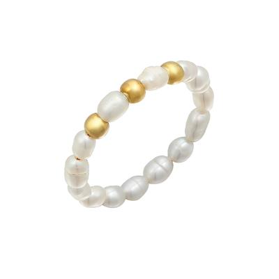 Elli Ring Süßwasserperlen Beads 925 Silber vergoldet 54 Damen Image