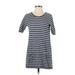 French Connection Casual Dress - Mini Crew Neck Short sleeves: Blue Print Dresses - Women's Size 4