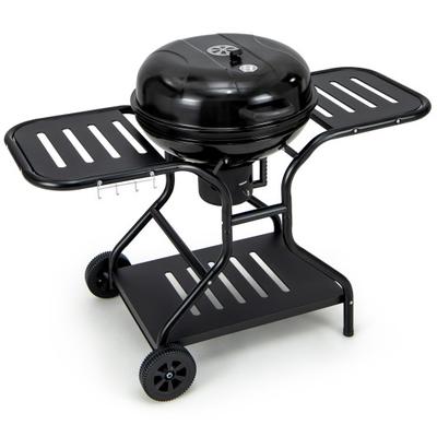 Costway 22 Inches 2 Layer Racks Barbecue Grill with Wheels for Outdoor Camping-Black