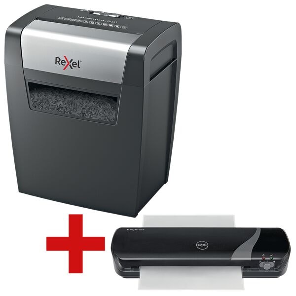 Rexel Aktenvernichter »Momentum X406« Partikelschnitt bis 6 Blatt inkl. A4 Laminierger schwarz, 22x34.3x22.9 cm Image