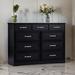 Modern 9-Drawers Dresser, Long Storage Cabinet with Antique Handles, Wood Organizer Lockers for Bedroom, Black