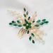 Rhinestone Wedding Hair Comb Hair Styling Tool Accessories with Emerald for Princess Party Favors Accessories