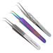 A2ZSCILAB Polished Stainless Steel Tweezers Kit Precision Tweezers Set For Eyelash Extension Facial Hair Eyebrows Nail Art 3 PCS