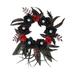 Wooden Bead Garland Hanging Floral Wreath With Black And Red Roses Vines | Lighted Eyes | Indoor/Covered Outdoor Props Decoration Christmas Door Decorations Hanging Light