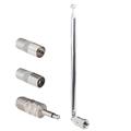 ELECTCHN FM Radio Telescopic Antenna 75 Ohm F-Type Male Plug with 3PCS Adapters Converters for TV Desktop Radio AV Stereo Home Theater Receiver