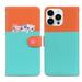 Feishell Cute Animal Pattern Wallet Phone Case for iPhone 13 Pro Color Matching PU Leather Shockproof Magnetic Flip Stand Credit Card Slots Slim Phone Case with Wrist Strap Skyblue