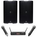 2) Mackie SRM215 V-Class 15â€� 2000w Bluetooth PA DJ Speakers+Wireless Samson Mics