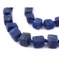 TheBeadChest Lapis Lazuli Cube Beads 8-15mm Afghanistan Blue Gemstone Large Hole 18 Inch Strand