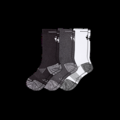 Men's Running Calf Sock 3-Pack - White Charcoal Black Bee - Extra Large - Bombas