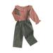 Toddler Kids Girl Spring Fall Outfits Long Sleeve Doll Collar Tops Suspender Pants Clothes Set