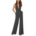 REORIAFEE Women s Fashion Overalls Halter Sleeveless Jumpsuit Solid Color Suspenders Formal Jumpsuits for Women Sexy Pocket Loose Bodysuit Womens Jumpsuits Dressy Wedding Guest Black M