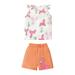 B91xZ Baby Girl Outfits Toddler Girls Sleeveless Cartoon Animal Prints Tops Shorts 2PCS Summer Outfits&Set Pink Sizes 5-6 Years