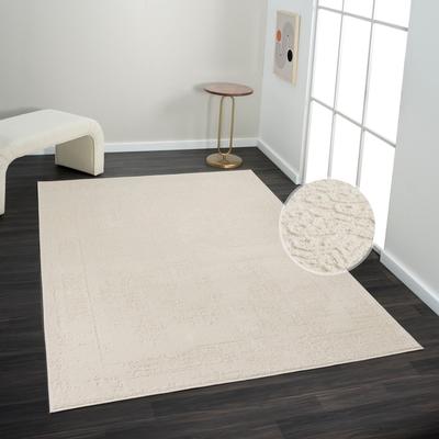 Teppich MY HOME "Hamsa" Gr. 8, beige (cream), B:300cm H:9mm L:400cm, Kunstfaser, Teppiche, dezenter Glanz, Schrumpf-Garn-Effekt, im Vintage-Look, dichte Qualität Image