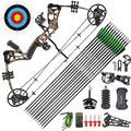 AMEYXGS Compound Bow Set for Adults Youth and Beginner Right Handed 15-45lbs Draw Weight 18"-29" Draw Length Hunting & Target Bow (Camo)