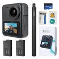 KanDao QooCam 3 Action Camera, Travel Combo, 5.7K 62MP Photo 60fps Flawless 360 Video Camera, Dual 1/1.55" Sensors, Best for Night Photos, Travel Camera, Waterproof, Stabilization.