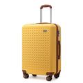 Kono Medium Suitcase 4 Wheels Durable ABS Hard Shell 24" Medium Luggage Suitcases Lightweight Check in Hold Luggage with TSA Lock YKK Zipper(67cm 65L, Yellow)