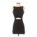 Faith in Love Casual Dress - Bodycon Crew Neck Sleeveless: Black Print Dresses - Women's Size 6