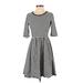 Love, Hanna Casual Dress - A-Line Crew Neck 3/4 sleeves: White Print Dresses - Women's Size Small