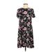 Old Navy Casual Dress - Shift Crew Neck Short sleeves: Black Floral Dresses - Women's Size Medium