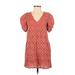 Zara Casual Dress - Shift V Neck Short sleeves: Orange Print Dresses - Women's Size X-Small