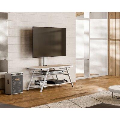 17 Stories Leloni Wood Swivel TV Stand for 32-65 inch TVs w/ 41 inch Storage Shelves Cabinet, Walnut, VESA 600x400mm Wood/Metal in White | Wayfair