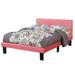 Ebern Designs Miraha Twin Bed Upholstered/Faux leather in Black/Pink | 36 H x 42 W x 76 D in | Wayfair 52AB36B1A759414C82B368A377A545B8