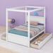 Isabelle & Max™ Adwoa Wood Canopy Bed w/ four Drawers Wood in White | 71.2 H x 56.9 W x 79.5 D in | Wayfair BFCE6F1A2E4E46D7BD61F4A1015A2947