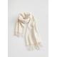 Fringed Wool Blanket Scarf - White