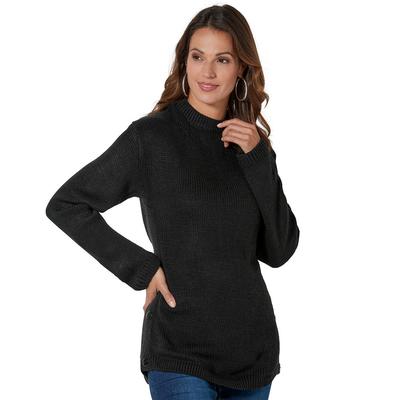 Masseys Side Button Sweater (Size L) Black, Acrylic,Synthetic