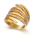 Bague de style Hip Hop en acier inoxydable pour femme bijou de grande taille couleur or bijou de