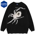 Pull noir Star Spider pour homme pulls streetwear Hip Hop pull respirant Goth Punk Harajuku