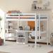 Modern Full Size Bed Frame 78.9" Wooden Loft Bed with Desk and Writing Board and 2 Drawers Cabinet