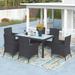 7-piece Outdoor Patio Rattan Wicker Dining set with Beige Cushion