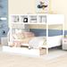 Designs White Bunk Beds Twin Over Full with Storage Staircase and 2 Drawers, Wooden Bunk Bed Frame with 4 Storage Shelves