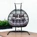 Folding Double Wicker Swing Chair with Stand and Cushion