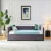 Velvet Upholstered Twin Size Day Bed Button Tufted Sofa Daybed with Trundle