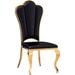 Black PU-Classic Leatherette Dining Chair Set of 2 w/ Stripe Side Chairs