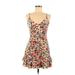 Shein Casual Dress - A-Line Plunge Sleeveless: Orange Floral Dresses - Women's Size 6