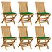 Walmeck Patio Chairs with Green Cushions 6 pcs Solid Teak Wood