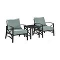 HomeStock Victorian Vintage 3Pc Outdoor Metal Armchair Set Oatmeal/Oil Rubbed Bronze - Side Table & 2 Chairs