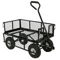 Heavy Duty Black Wheelbarrow Steel Log Garden Cart