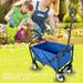 Collapsible Folding Wagon Portable Garden Carts Multipurpose Micro Compact Beach Trolley Cart Camping Folding Utility Wagon Blue