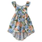 Toddler Summer Sleeveless Girls Flanged Strap Halter Floral Dress Dress Casual Dress Toddler Holiday Dress Girl Princess Casual Dress